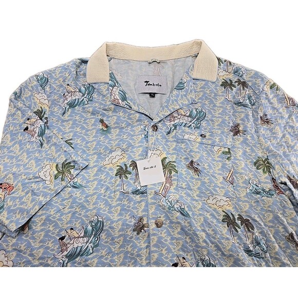NEW - Tombolo Shirt Mens XL Playa De Eden Iceburg Blue Short Sleeve Button Down - Picture 1 of 15